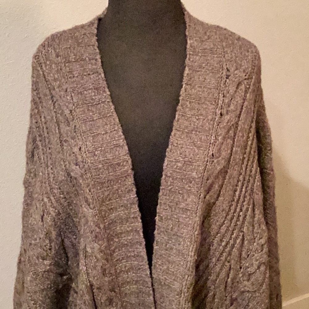 Caslon open front poncho in heather brown.